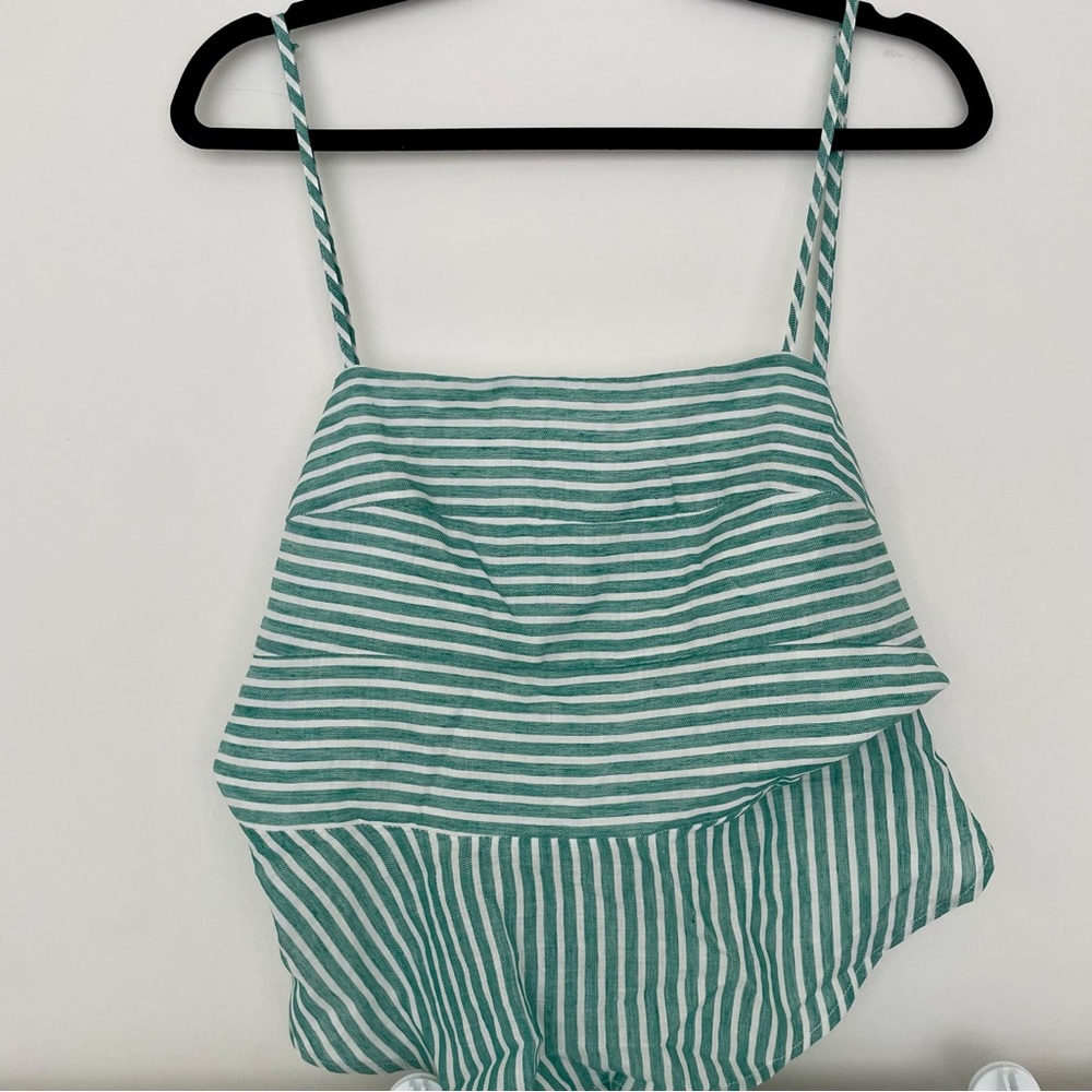 Francesca’s Green Striped Tie Bow Tank Top XL